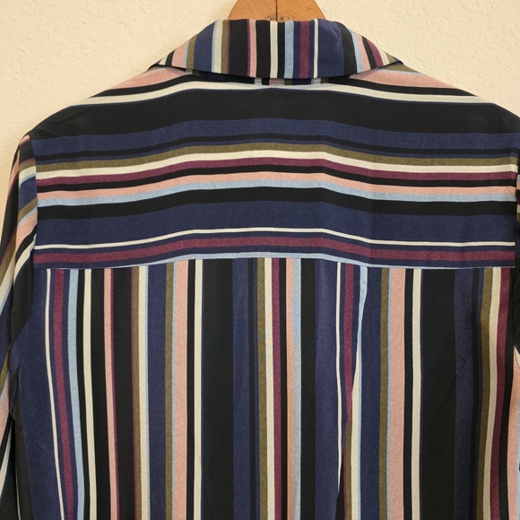 NWT Nicole Miller Artelier 100% Silk Blouse Striped Asymmetrical Top MSRP $275 - Picture 6 of 16